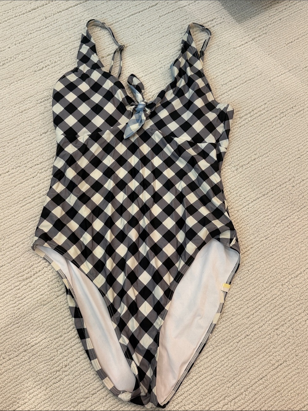 Summersalt Black & White Gingham One-Piece Swimsuit with blue - size 6
